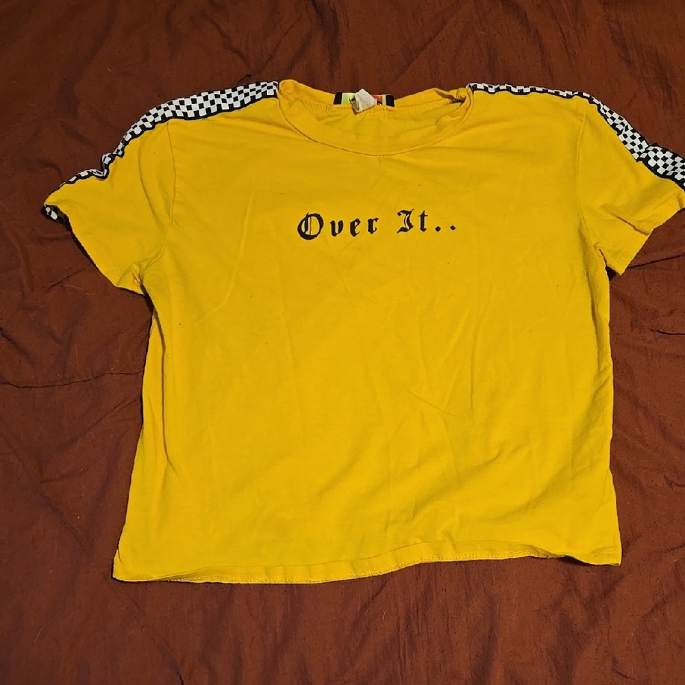 Yellow Crop Top with Checkered Detail